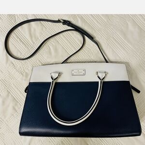 Kate Spade EUC Navy And Cream Grove Street Caley Leather Satchel